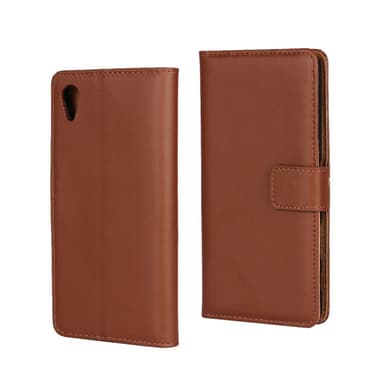 Plånboksfodral Äkta Skinn Sony Xperia L1 - Brun