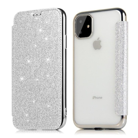 SKALO iPhone 11 Pro Max Plånboksfodral TPU Ultraslim Glitter - Silver