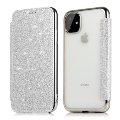 SKALO iPhone 11 Pro Max Plånboksfodral TPU Ultraslim Glitter - Silver