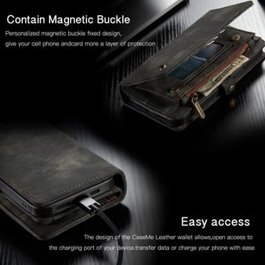 CASEME iPhone 12 Mini Retro plånboksfodral - Svart