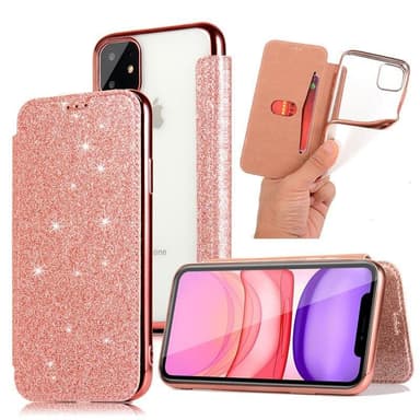 SKALO iPhone 11 Pro Max Plånboksfodral TPU Ultraslim Glitter - Svart