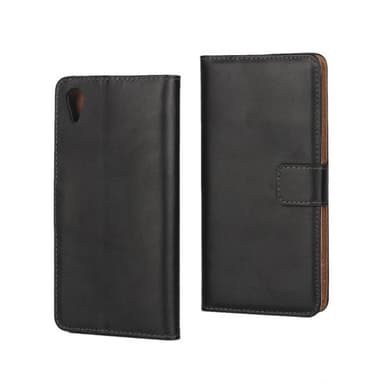 Plånboksfodral Äkta Skinn Sony Xperia L1 - Svart