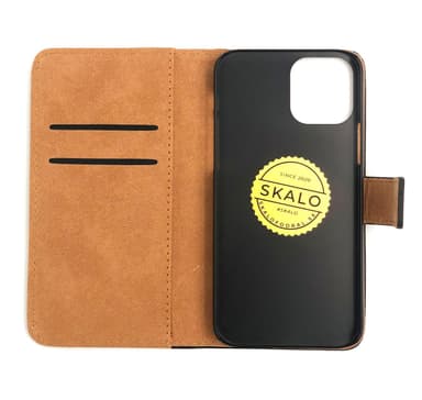 SKALO iPhone 12 Pro Max Plånboksfodral Äkta Skinn - Svart