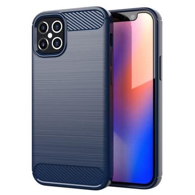SKALO iPhone 12 Armor Carbon Stöttåligt TPU-skal - Blå