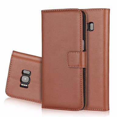 Plånboksfodral Äkta Skinn Samsung S8 Plus - Vit
