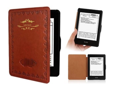Kindle Paperwhite 1 2 3 fodral PU läder Vintage brun Elgiganten