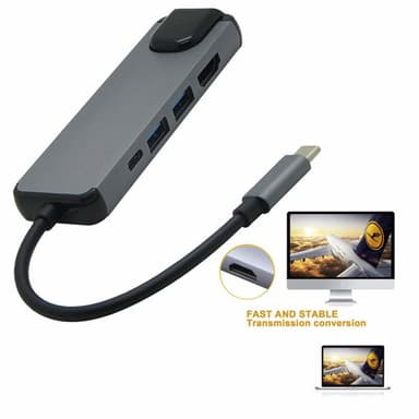 USB-C Hub med 4K HDMI, 2 USB3.0, USB-C och Gigabit Ethernet
