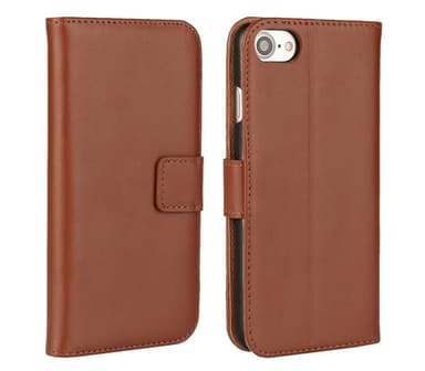 SKALO iPhone 7/8 Plånboksfodral Äkta Skinn - Brun