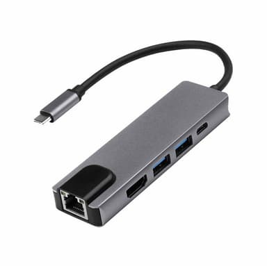 USB-C Hub med 4K HDMI, 2 USB3.0, USB-C och Gigabit Ethernet