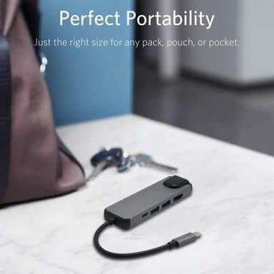 USB-C Hub med 4K HDMI, 2 USB3.0, USB-C och Gigabit Ethernet