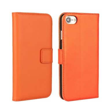 SKALO iPhone 7/8 Plånboksfodral Äkta Skinn - Orange