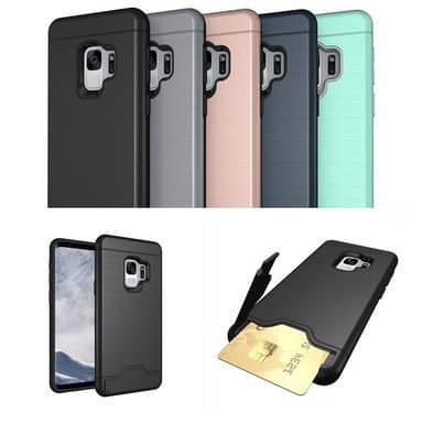 Samsung S9 | Armor skal | Korthållare - Svart