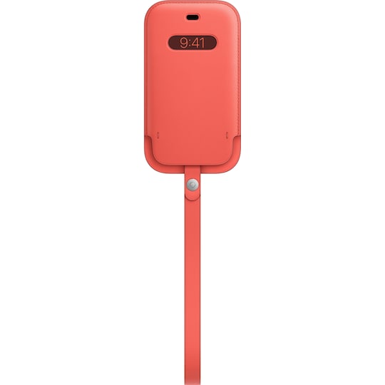 iPhone 12 mini lädersleeve med  MagSafe (pink citrus)