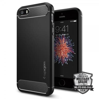 Spigen Rugged Armor Skal till iPhone 5 / 5S / SE 2016 Svart