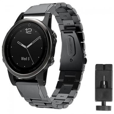 Armband rostfritt stål Garmin Fenix 5S / 5S Plus - Svart