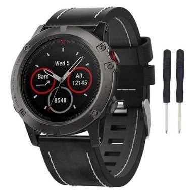 Läder Armband Garmin Fenix 3 / 5X / 5X Plus - Svart - Elgiganten