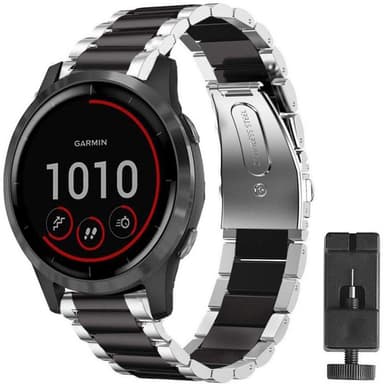 Armband rostfritt stål GARMIN VivoActive 4 - Sv/Silver