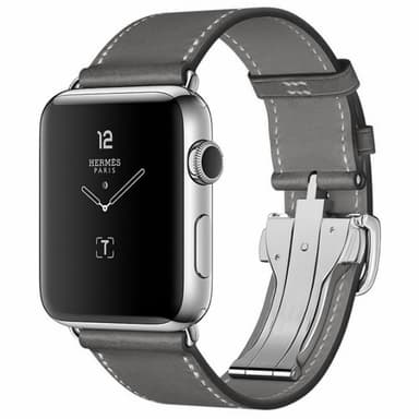 Apple Watch 38mm Läder Armband med Fjärilsspänne  - Svart