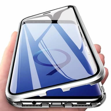 Samsung Galaxy S9 Plus skal med skärmskydd glas/silver