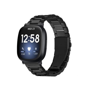 Fitbit Versa 3 / Sense armband rostfritt stål Svart Elgiganten