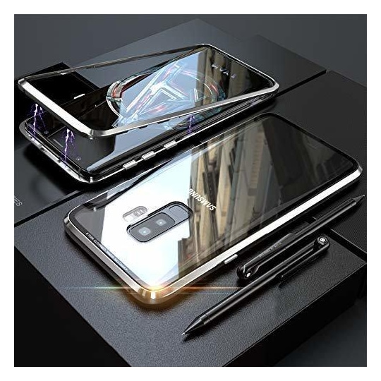 Samsung Galaxy S9 Plus skal med skärmskydd glas/silver