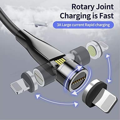 Magnetisk 360° L-formad 3-i-1 laddkabel Lightning, Micro-USB, USB-C