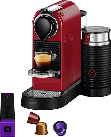 NESPRESSO® CitiZ And Milk kaffemaskin av Krups, Röd