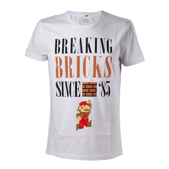 T-shirt Nintendo - Breaking Bricks tema vit (M)