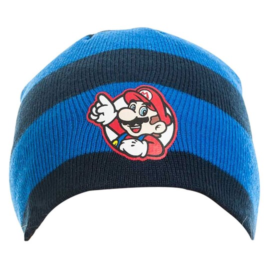 Nintendo Mario badge beanie mössa (svart,blå)