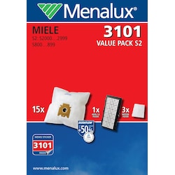 Menalux dammsugarpåsar 3101 till S2 (15 st) för Miele S2 Series