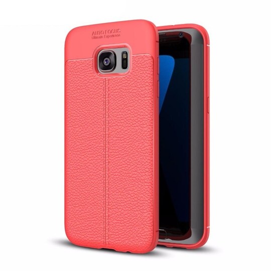 Läder mönstrat TPU skal Samsung Galaxy S7 Edge (SM-G935F)  - Röd