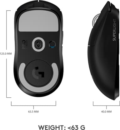 Logitech G Pro X Superlight trådlös gamingmus (svart)