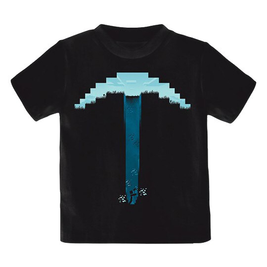 T-shirt barn Minecraft - Pick Axe svart (5-6 år)