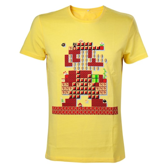 T-shirt Nintendo - Mario Maker tema gul (L)