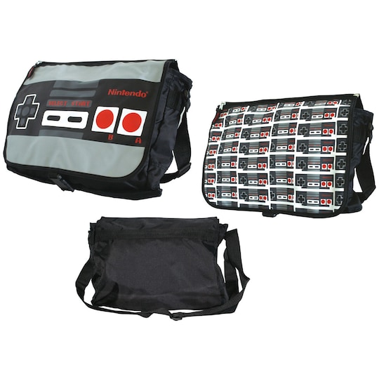 Nintendo NES vändbar messenger väska (svart/grå)