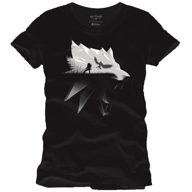 T-shirt The Witcher - Wolf silhouette svart (L)