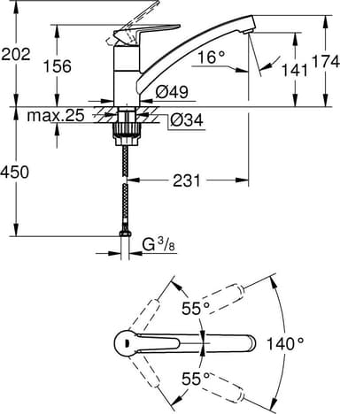Grohe Start Eco blandare med låg pip (krom)