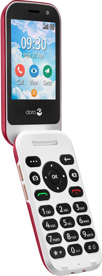 Doro 7081 mobiltelefon (röd/vit)