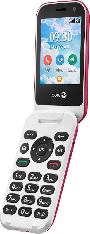 Doro 7081 mobiltelefon (röd/vit)