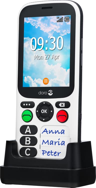 Doro 780X mobiltelefon (svart/vit)
