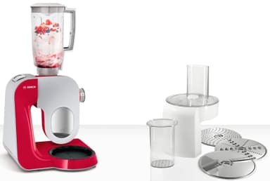 Bosch MUM5 CreationLine köksmaskin (djupröd/silver)