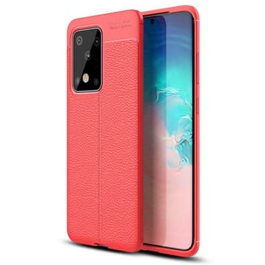 Läder mönstrat TPU skal Samsung Galaxy S20 Ultra (SM-G988F)  - Röd