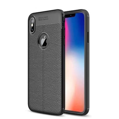 Läder mönstrat TPU skal Apple iPhone XS Max (6.5")  - Svart