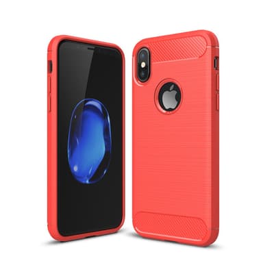 SKALO iPhone X/XS Armor Carbon Stöttåligt TPU-skal - Röd