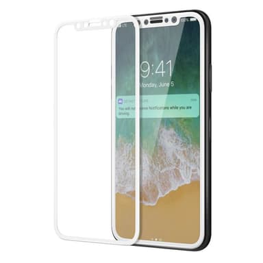 SKALO iPhone X/XS Heltäckande Skärmskydd Härdat Glas - Vit