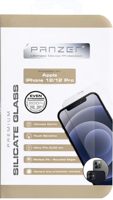 Panzer Full-Fit iPhone 12/12 Pro skärmskydd (svart)