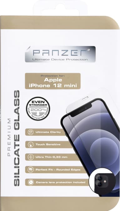 Panzer Full-Fit iPhone 12 mini sckärmskydd (svart)