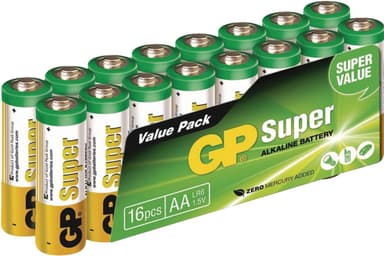 GP Super Alkaline 16-pack AA-batterier (03015AS16)