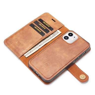 DG.MING iPhone 12 Mini Split Läder Plånboksfodral - Brun
