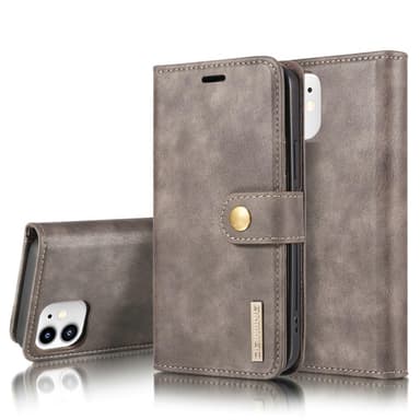 DG.MING iPhone 12 Mini Split Läder Plånboksfodral - Grå